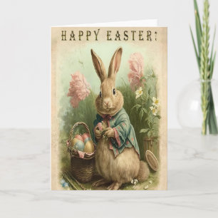 Påsk Vintage Glad påsk Bunny Anteckningskort