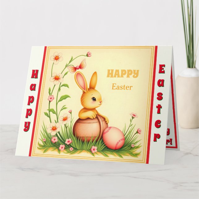Påsk Vintage Rabbit Helgdag Collection Kort (Framsida)