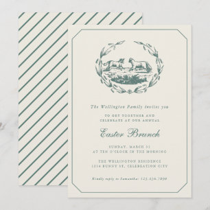 Påsk Vintagelamm Elegant Sagegrön Brunch Inbjudningar
