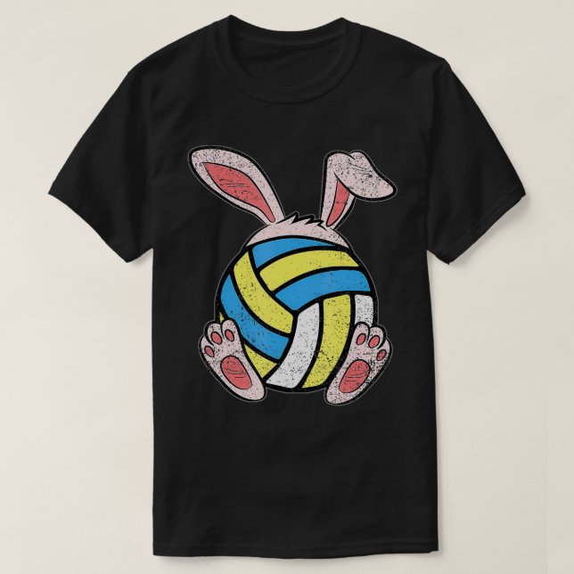 Påsk Volleyball Älskare Bunny Öron Boll Cute Rabbi T Shirt (Design framsida)