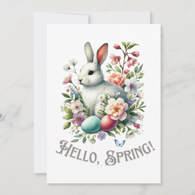 Påsk Watercolor Bunny & Eggs Inbjudningar (Framsida)