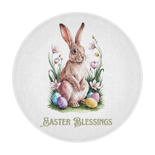 Påsk Watercolor Bunny & Flowers (Framsidan)