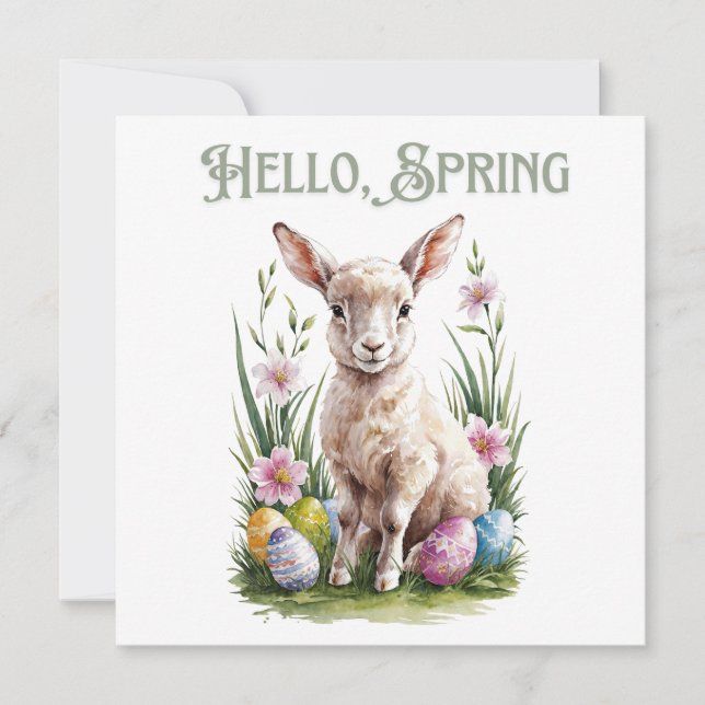 Påsk Watercolor Lump, Eggs & Flowers Inbjudningar (Framsida)