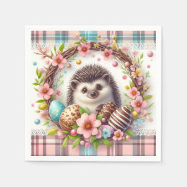 Påsk Watercolor Play Blommigt Baby Hedgehog Pappersservett