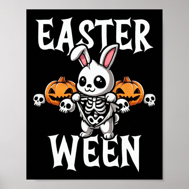 Påsk Ween Skeleton Bunny Halloween Theme Poster (Framsidan)