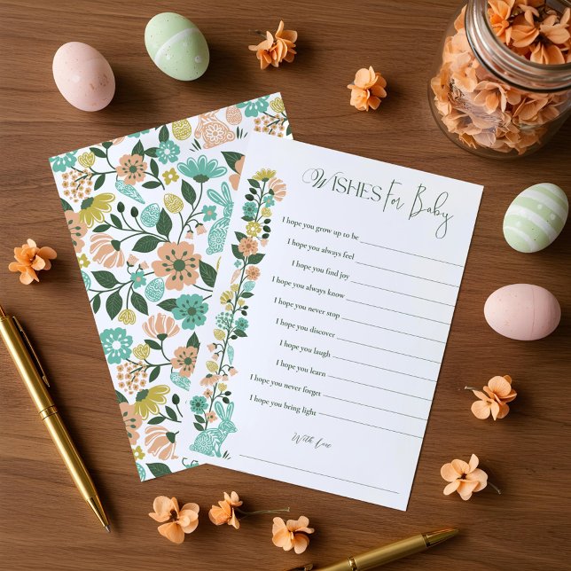 Påsk Wildblomma Önskemål för babyvisarens spelkort Inbjudningar (Easter Wildflower Wishes for Baby Shower Game Card)