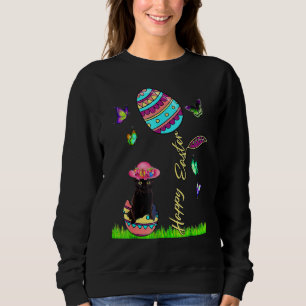 Påsk Women Lucky Black Cat Bunny Påsk Bonnet G T Shirt