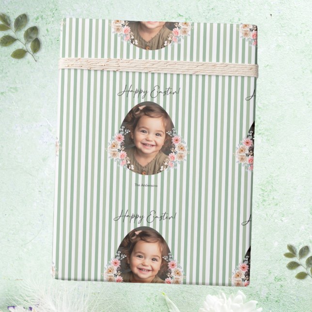 Påsk Wrapping Papper med Photo & Family Namn Presentpapper (Easter Wrapping Paper with Photo & Family Name)
