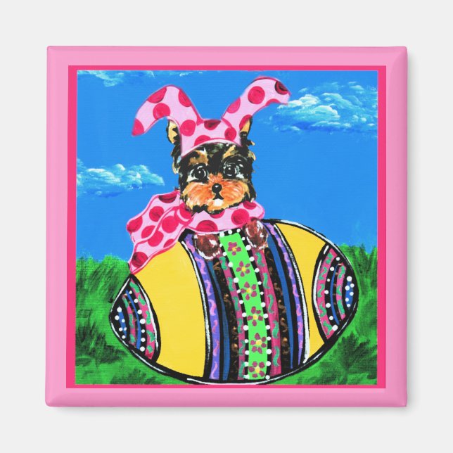 Påsk Yorkie Poo Magnet (Framsidan)