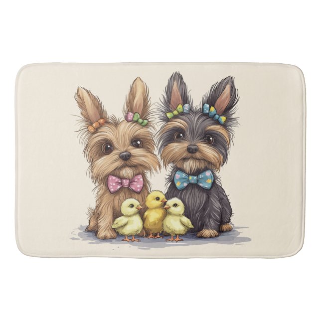 Påsk Yorkshire Terrier Hundar Badrumsmatta (Framsidan)