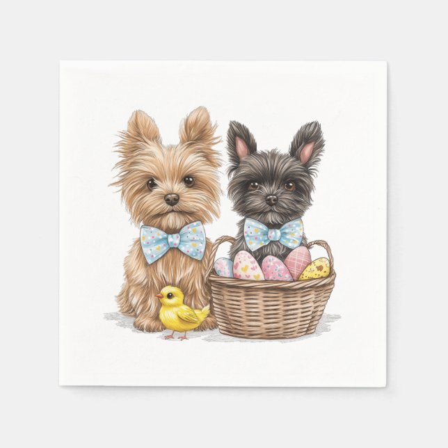 Påsk Yorkshire Terrier Hundar Pappersservett (Framsidan)