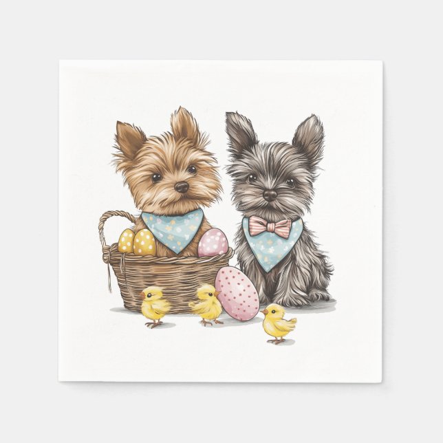 Påsk Yorkshire Terrier Hundar Pappersservett (Framsidan)