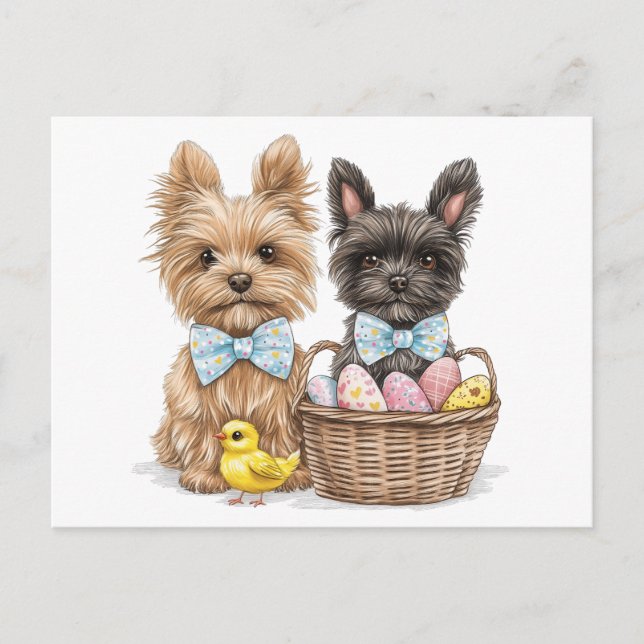 Påsk Yorkshire Terrier Hundar Vykort (Framsida)