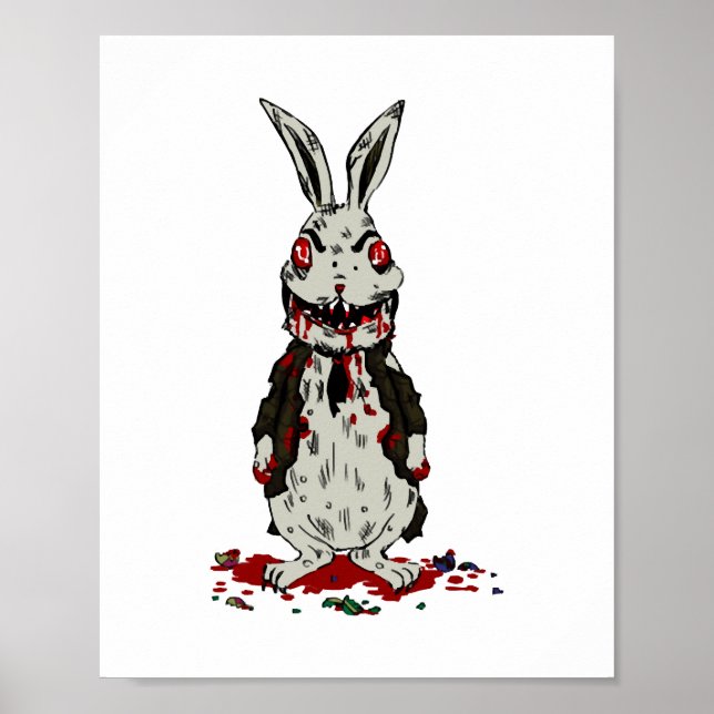 Påsk Zombie Rabbit Halloween Bunny Poster (Framsidan)