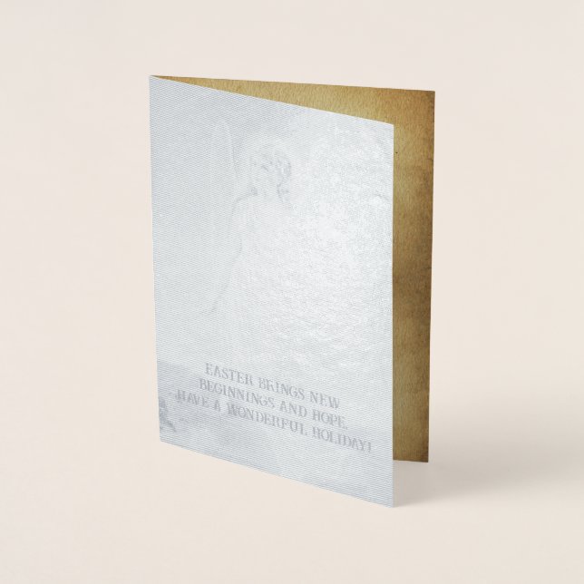 Påskaängeln vintagehälsningar folierat kort (Framsida)