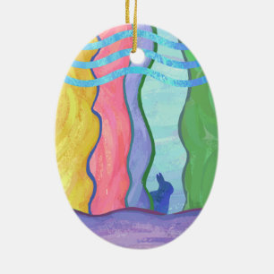 Påskägg 3-ornament julgransprydnad keramik