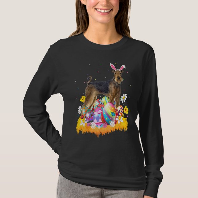 Påskägg Airedale Terrier Hund Påsk Sund T Shirt (Framsida)