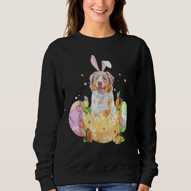 Påskägg Australian shepherd Bunny Hund T Shirt (Framsida)