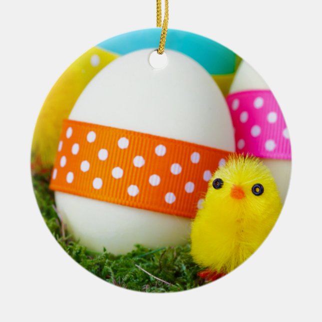 påskägg av chick julgransprydnad keramik (Framsidan)