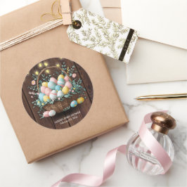 Påskägg Baby Shower för Rustic Blommigt Runt Klistermärke