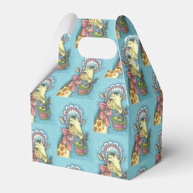 PÅSKÄGG BASKET GIRAFFE, GABLE FAVOR BOX Repetera Presentaskar (Framsidan Sidan)