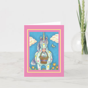 PÅSKÄGG BASKET UNICORN, FANTASY NOTE-KORT tomt Anteckningskort