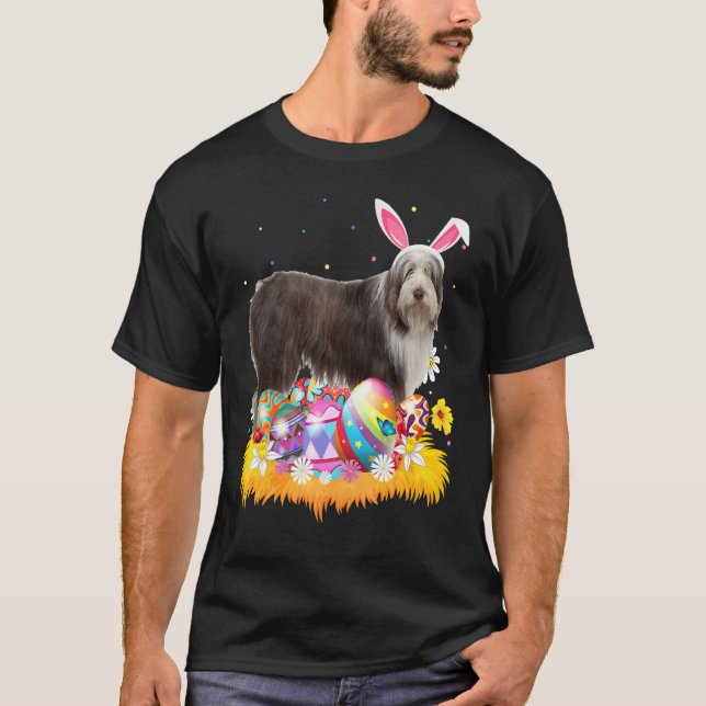 Påskägg Beared Collie Hund Söndag T Shirt (Framsida)