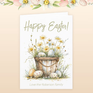 Påskägg Beige Flowers Helgdag Card Helgkort