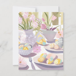 Påskägg Blommig Akvarell Tesalong Julkort