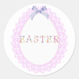 Påskägg, blommor, klassisk, rund dekal runt klistermärke