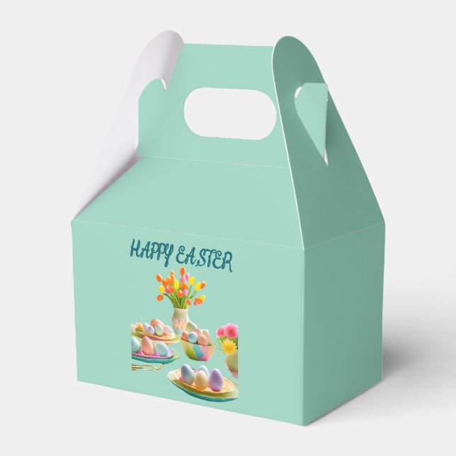 Påskägg blommor pastell glad ljust grön presentaskar (Framsidan Sidan)