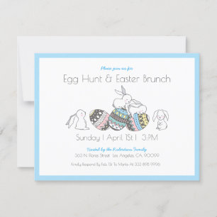 Påskägg & bunnies Egg Hunt/Brunch Inbjudan