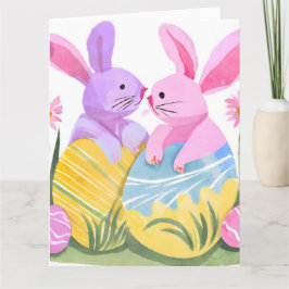 Påskägg Bunnies | Pastel Watercolor Kort