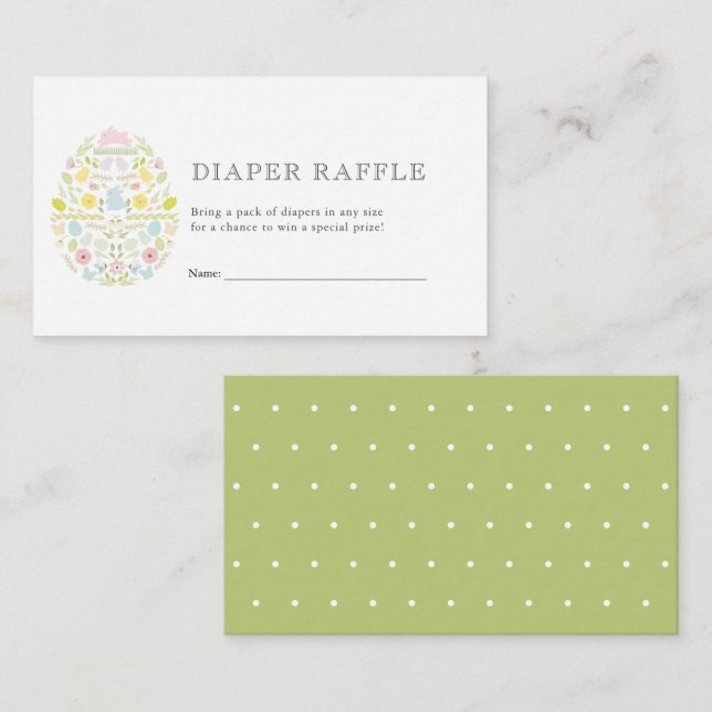 Påskägg Bunny Baby Shower Diaper Raffle Biljett Tilläggskort (Fram/baksida)