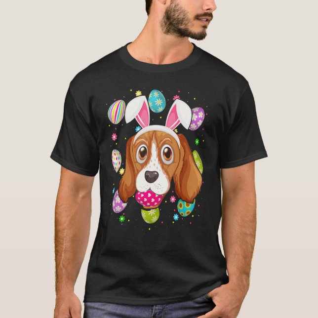 Påskägg Bunny Ear Beagle Hund Ansikte Påsk Söndag T Shirt (Framsida)
