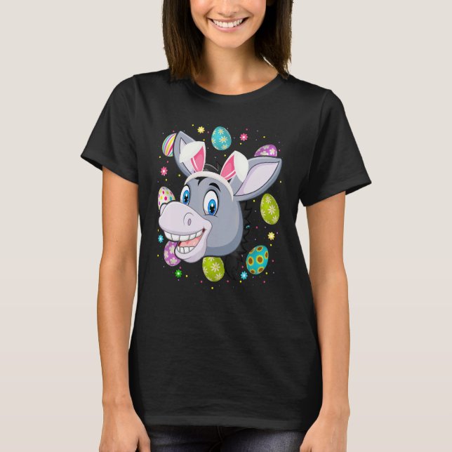 Påskägg Bunny Ear Donkey Ansikte Påsk Söndag T Shirt (Framsida)