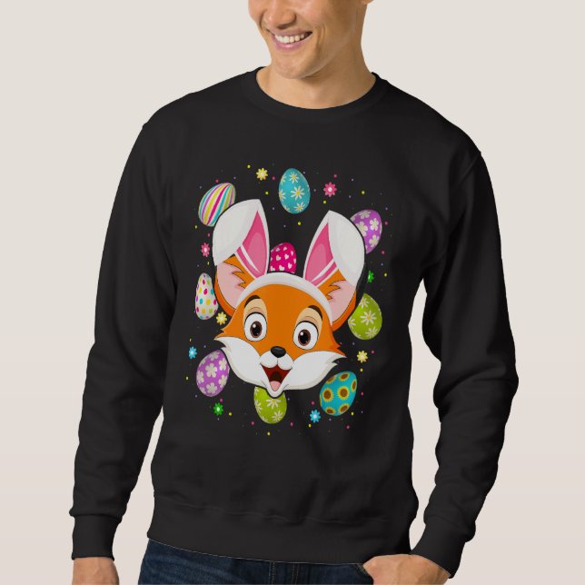 Påskägg Bunny Ear Fox Ansikte Påsk Söndag Lång Ärmad Tröja (Framsida)