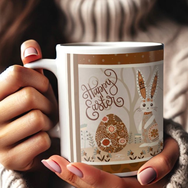 Påskägg Bunny Folk cute ditt namn Inspirief Kaffemugg (Skapare uppladdad)