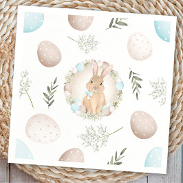 Påskägg Bunny Vår White Beige Pastel Blue Pappersservett
