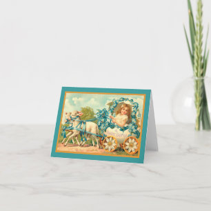 Påskägg Carriage Vintage Blommigt Helgkort