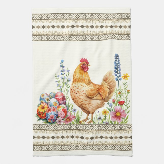 Påskägg Chicken Hen Kitchen Towel Kökshandduk (Vertikal)