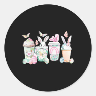 Påskägg Coffee Bunny Kopp Latte Iced Cream Wom Runt Klistermärke