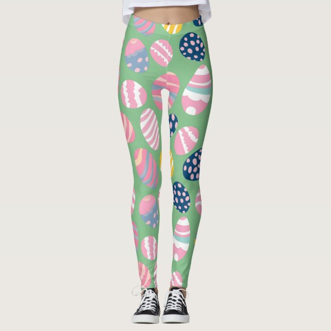 Påskägg Colorful Mönster Leggings (Framsida)