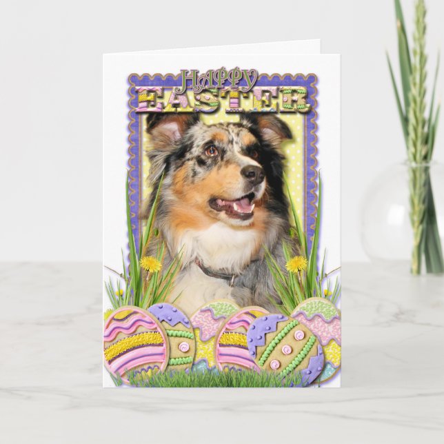 Påskägg Cookies - Australian shepherd Helgkort (Framsida)