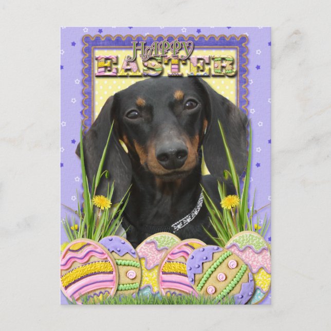 Påskägg Cookies - Dachshund Helg Vykort (Framsida)