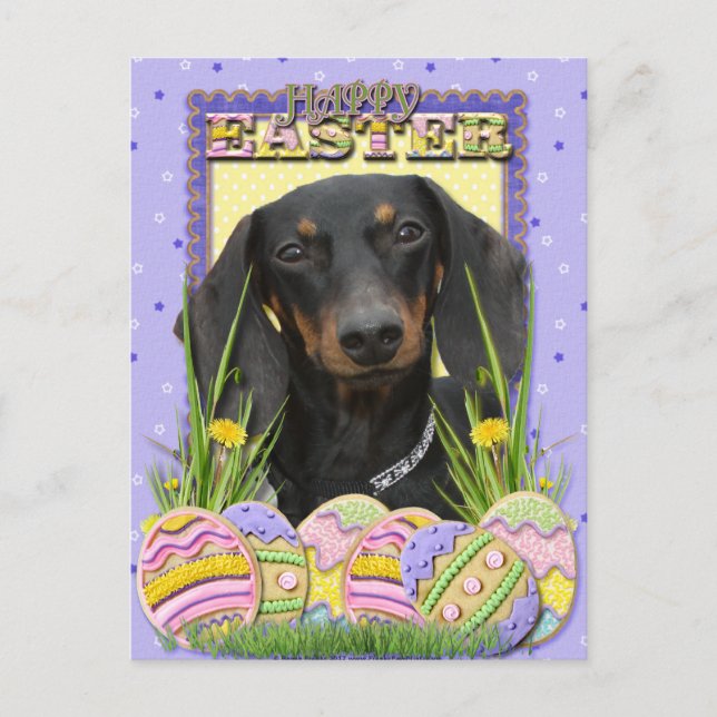 Påskägg Cookies - Dachshund Helg Vykort (Framsida)
