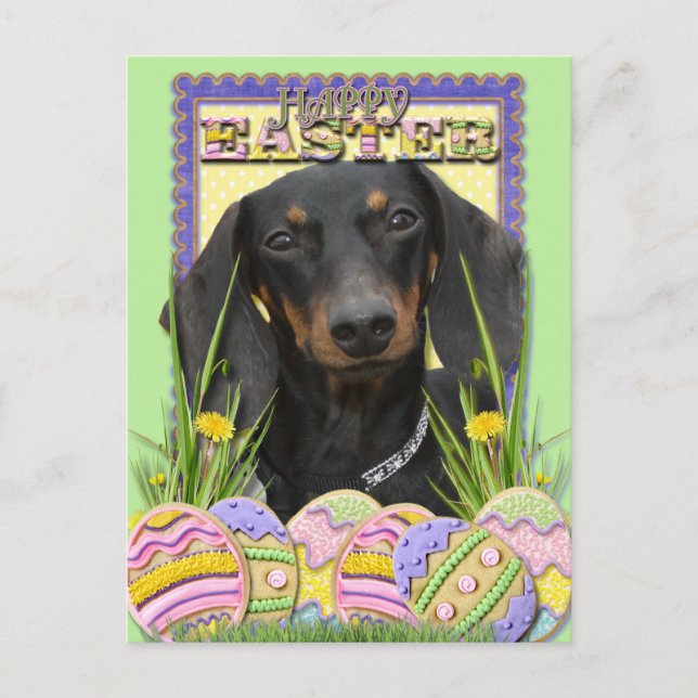 Påskägg Cookies - Dachshund Helg Vykort (Framsida)