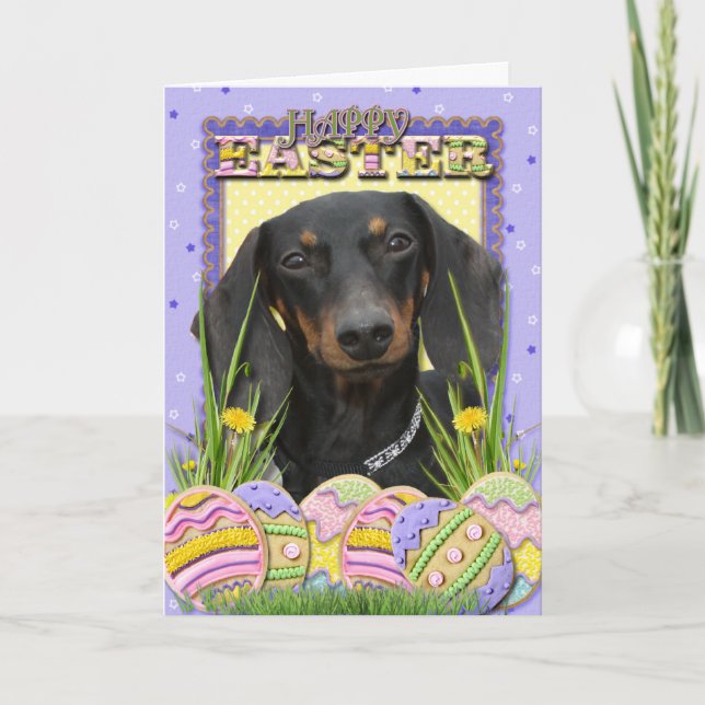 Påskägg Cookies - Dachshund Helgkort (Framsida)