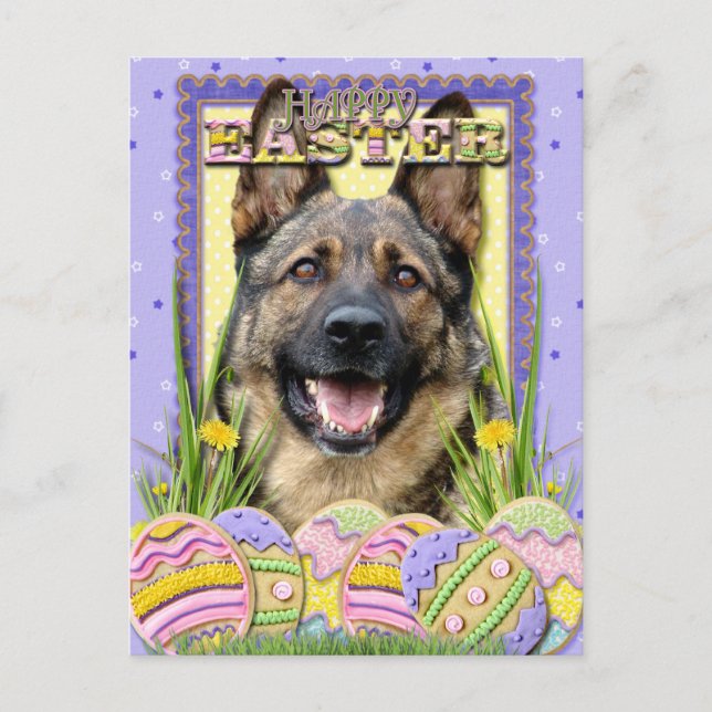 Påskägg Cookies - German Shepherd Helg Vykort (Framsida)