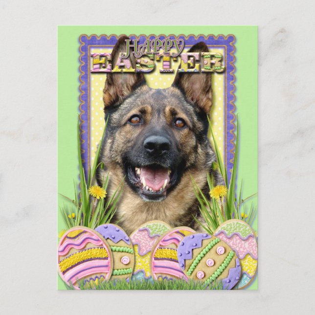 Påskägg Cookies - German Shepherd Helg Vykort (Framsida)
